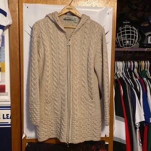 Women’s Zip Up Wool Sweater Size Small Made in Ireland